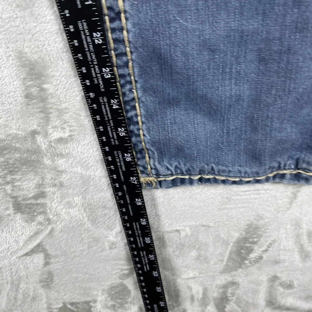 True Religion Straight Jeans Mens 36 Blue Pre-owned Thick Stitch Flap